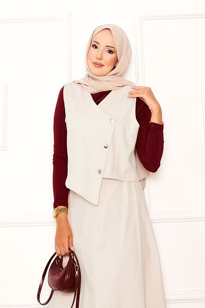 EBRUTESETTÜR Asymmetric Vest Gabardine Double Skirt Suit