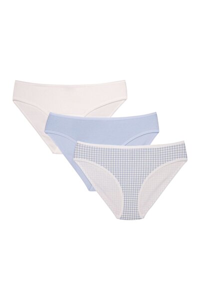 ESOTIQ Women's Classic Panties Set 3-Pack Cotton & Elastane Briefs Plain & Patterned | Mia-Mia