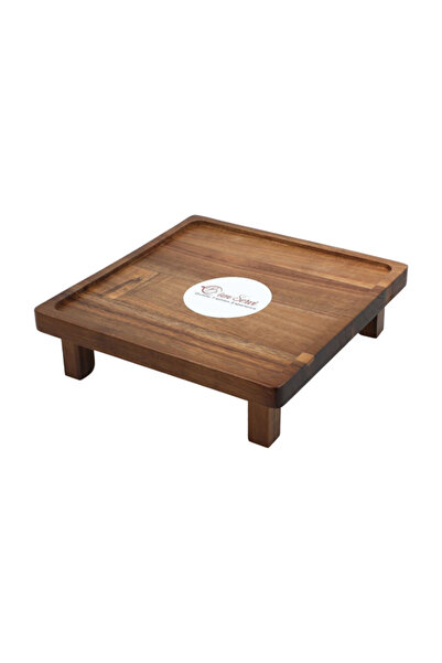 Bien Servi Square Shaped Acacia Sushi Tray with Legs 25 x 25cm