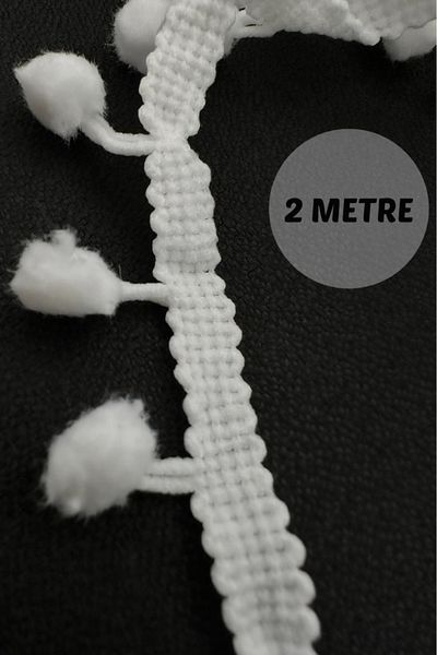 Hobi Goom White Pompom Ribbon - 2 Meters |   Design, Clothes, Handicraft Decoration