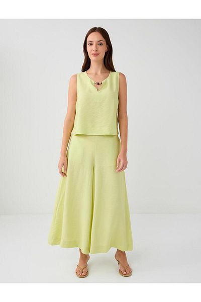 Jimmy Key Water Green Relaxed Cut Wide Leg Normal Waist Woven Trousers