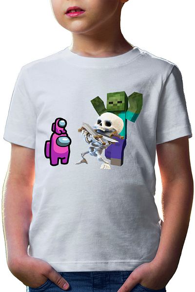 OEM Tricou copii Clash Royale Minecraft Scared Skeleton Event Among Us Crew