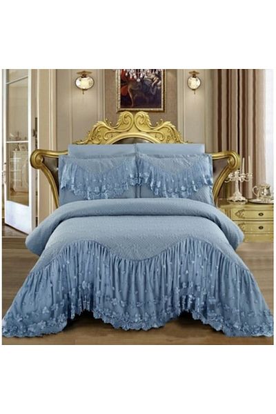 JOJO HOME Pilotă și fețe de pernă Lux Matlasate, Jojo Home, 3 piese, 220x280cm, albastru deschis