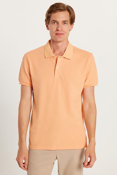 Tudors Мъжка тениска с поло яка Slim Fit, 100% памук, оранжева
