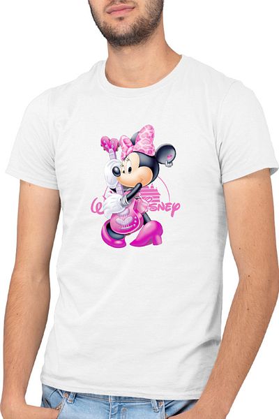 OEM Men's T-shirt Mickey Mouse Minnie Rock n roll Music Fun