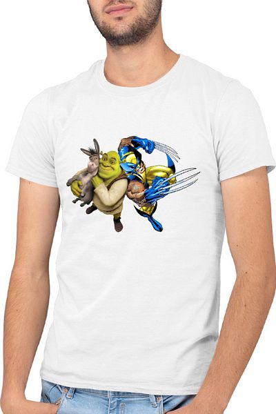 OEM Men's T-shirt Shrek Wolverine Donkey Marvel Comic Books