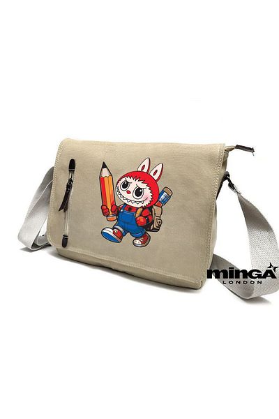 Minga London Geantă Messenger Bej Labubu Back to School Postací -Minga London