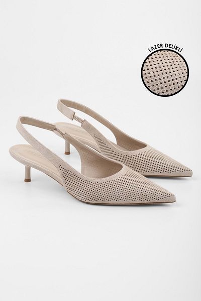 Shoeberry Women's Vanie Skin Suede Laser Perforated Stiletto