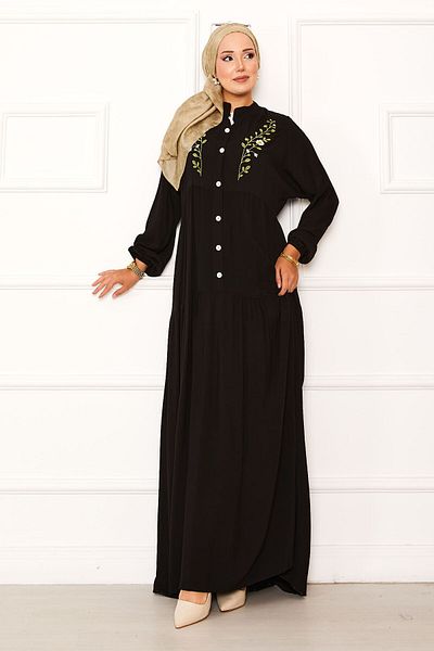 EBRUTESETTÜR Embroidery Detailed Half Button Dress