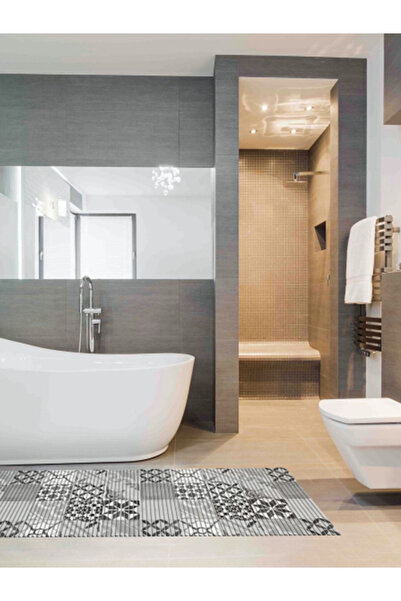 REVE سجادة حمام مستطيلة الشكل بتصميم فسيفسائي مضادة للانزلاق، مقاس 180 × 65 سم