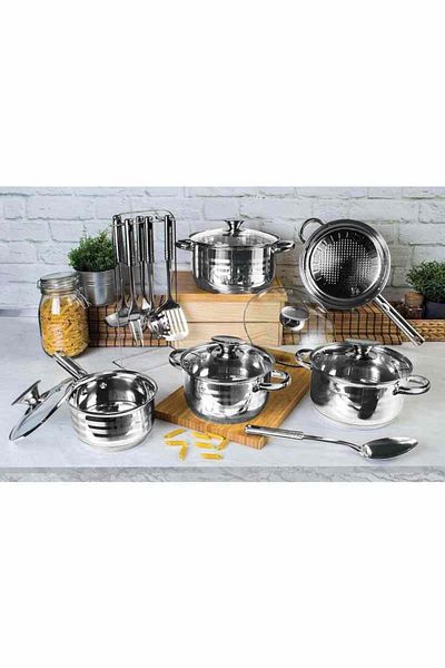 Blaumann Maxi Cookware Set 17-piece Stainless Steel Jumbo Gourmet Line Induction All Stoves Oven / Dishwasher