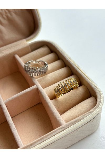 Ressia Zircon Stone Thin Cut Adjustable Ring