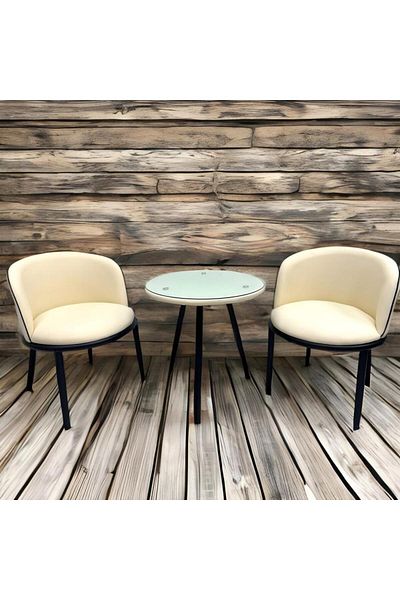 l'elefante Chic Modern Round Table and 2 Chair Set with Elegant Design, Luxe Living Space Furniture Gem
