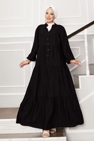 EBRUTESETTÜR Half Button Front Folded Dress