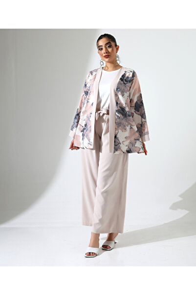 Fi'l Arz Fashion Short Kimono Suit with Tie at the Waist