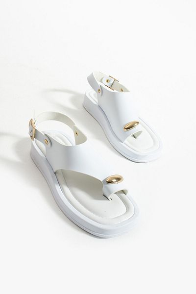 BOUIS Sandale de vară, cu talpă înaltă, papuci de piscină, cu detaliu de inel alb pentru femei