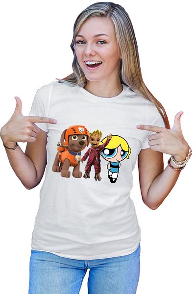 OEM Baby Groot Bubble Paw Patrol Dog Blonde PowerPuff Women's T-shirt