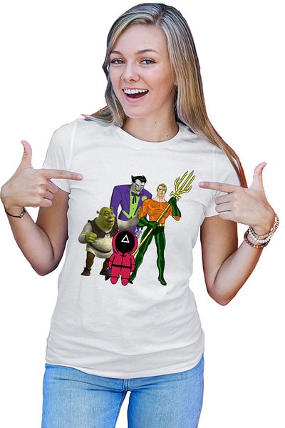 OEM Tricou dama Aquaman Squid Games Shrek Joker Comics Batman Marvel