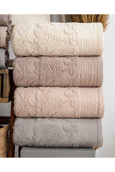 Hazangülü Buldan Production Dowry Deluxe Jacquard Maya 4-Piece Bath Towel I 70X140