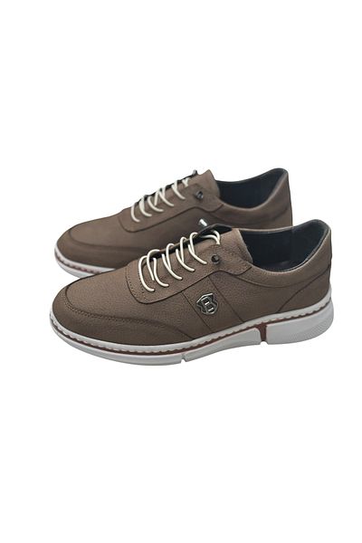 erenimstore Genuine Leather Elastic Orthopedic Beige Men's Shoes