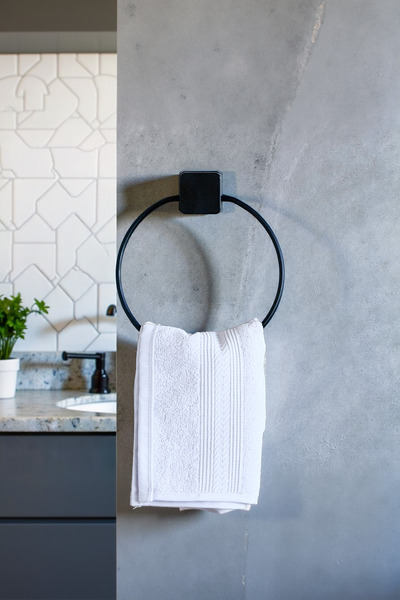 Hagen Ömür Boyu Paslanmaz Siyah Yapışkanlı Havluluk Banyo Askısı Banyo Havlul...