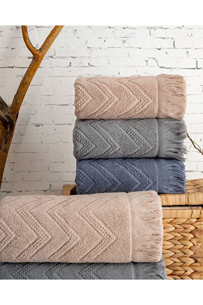 Hazangülü Buldan Production Dowry Deluxe Jacquard Oslo 4-Piece Bath Towel I 70X140