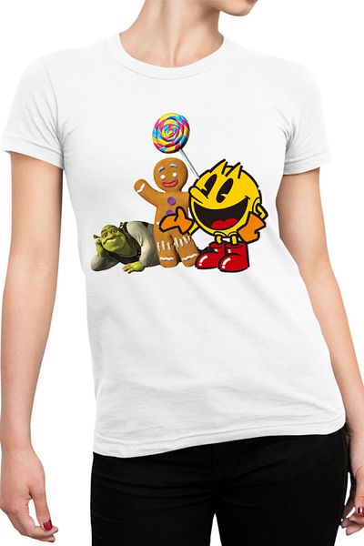 OEM Pac Man Shrek Cookie Happy Women's T-shirt