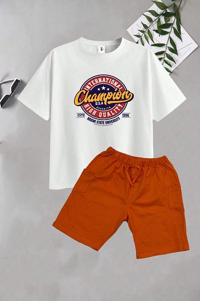 twins tailors Dinosaur and Game Console Printed 3 Pieces Summer T-Shirt-Shorts Children's Set