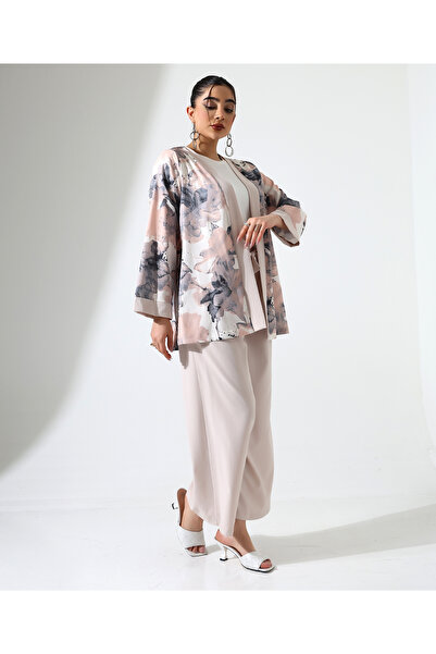 Fi'l Arz Fashion Short Kimono Suit with Tie at the Waist