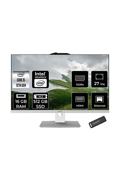 MSI Modern AM272P i5-1235U 16GB 512GB SSD 27" FHD IPS FDOS All In One PC Beya...