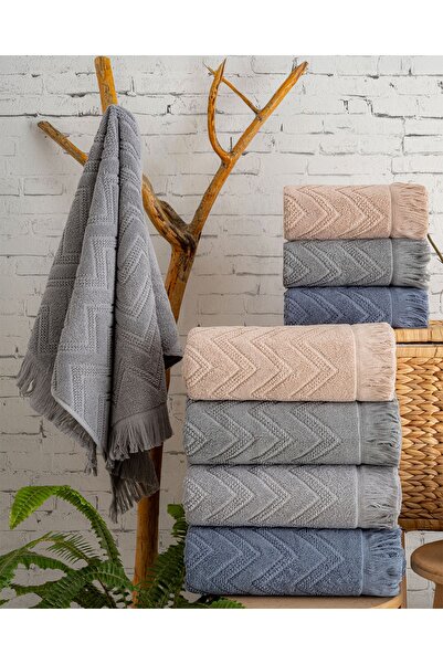 Hazangülü Buldan Production Dowry Deluxe Jacquard Oslo 4-Piece Bath Towel I 70X140