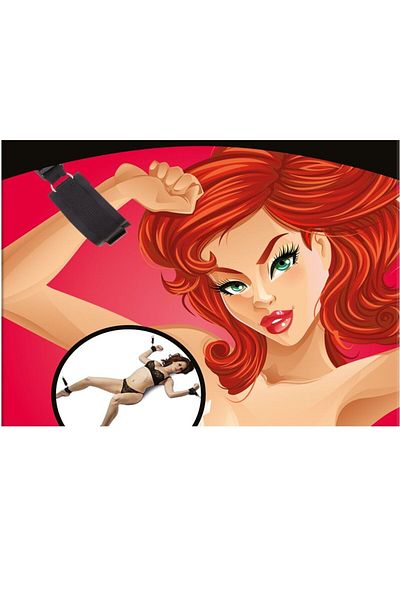 JustZEN Set textile handcuffs, universal size, black, adjustable