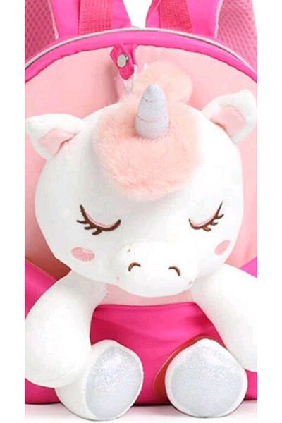 OEM Bright pink kindergarten backpack with unicorn design and doll