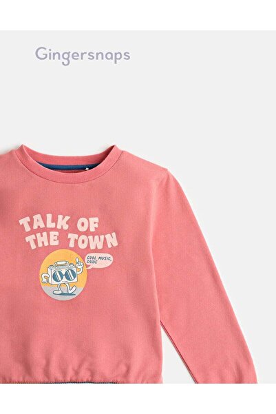 Gingersnaps Printed Girls' Long Sleeve Blouse with Chest Design