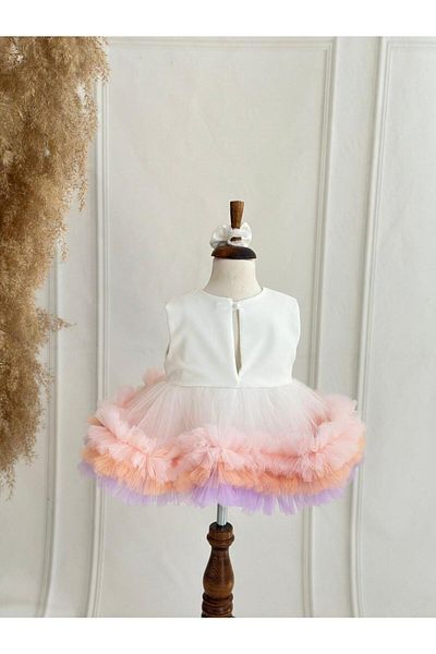 Hobidik Rochie de petrecere pentru fetiță Tutu de culoare albă