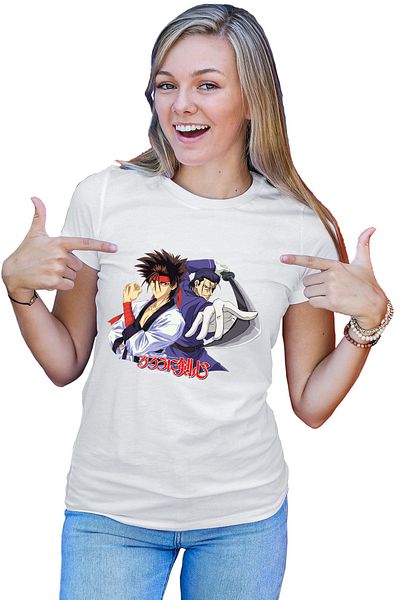 OEM Tricou dama Rurouni Kenshin Hajime Sanosuke Duo Spada