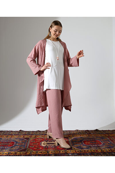 Fi'l Arz Fashion Shawl Collar Cardigan Hijab Suit