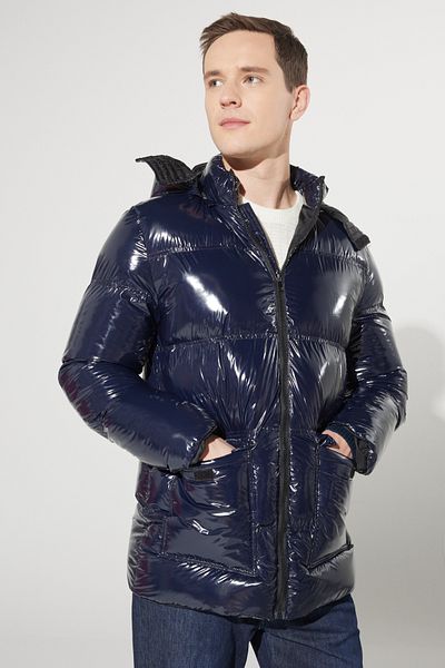AC&Co / Altınyıldız Classics Men's Navy Blue Standard Fit Regular Cut Cold Proof Casual Coat