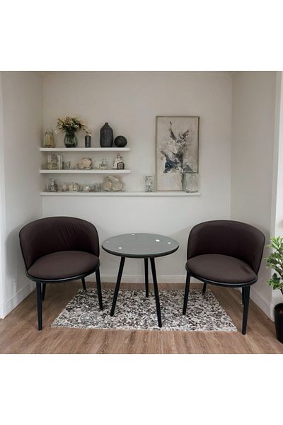 l'elefante Chic Modern Round Table and 2 Chair Set with Elegant Design, Luxe Living Space Furniture Gem