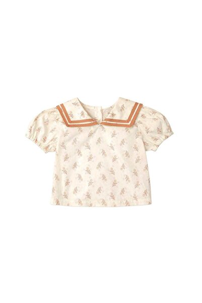 Gingersnaps Baby Girl Printed Blouse with Striped Collar