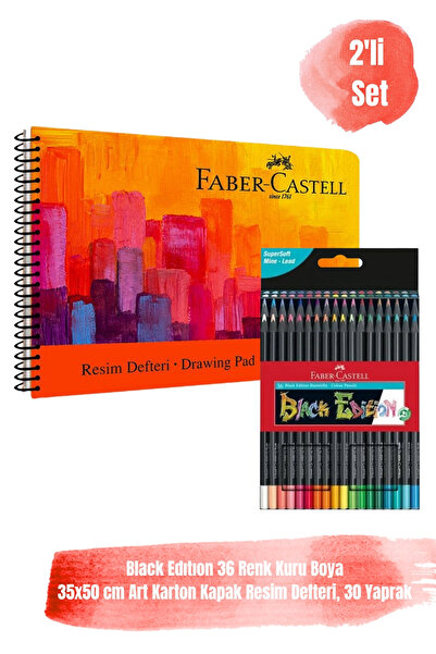 Faber Castell 36 Renk Black Edition Kuru Boya ve 35x50 cm 30 Yaprak Art Karto...