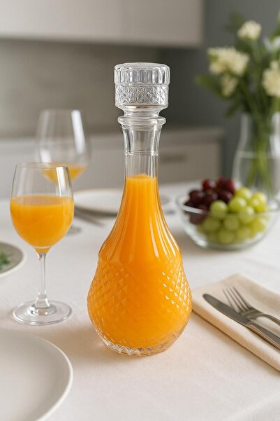 MadaMelya El Yapımı Modern Şık Tasarım Cam Karaf - Şişe