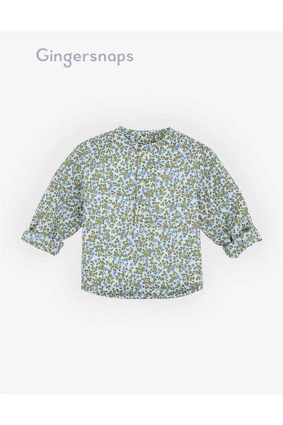 Gingersnaps Boys' Floral Half-Collar Baby Shirt