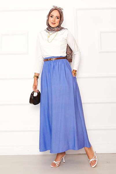 EBRUTESETTÜR Beli Lastikli Cep Detaylı Etek