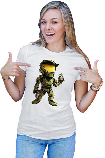 OEM Tricou dama Halo Grenade Combat Soldat Video Game