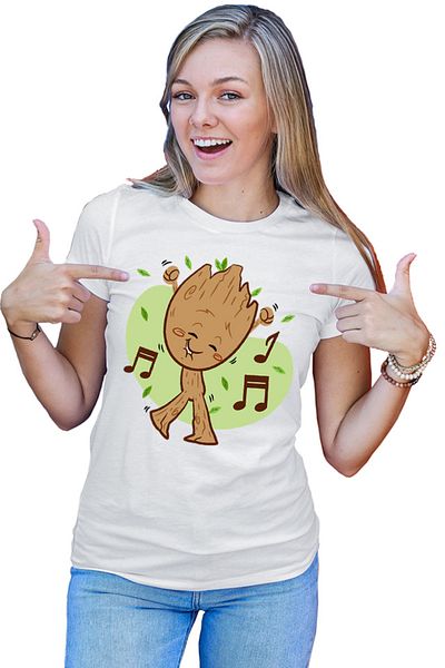 OEM Baby Groot Music Love Dance Marvel Women's T-shirt