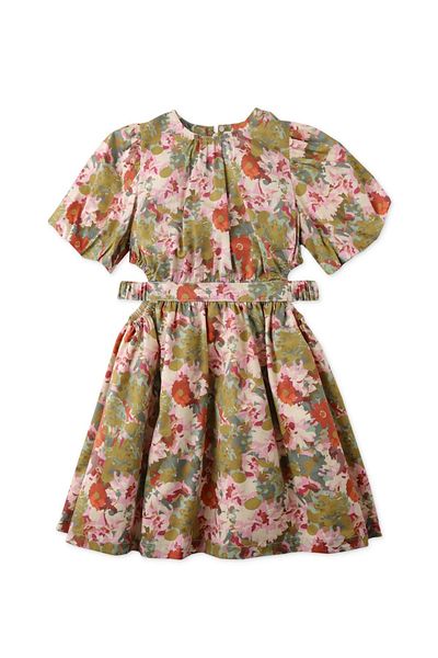 Gingersnaps Girls' Large Floral Print Short Sleeve Dress