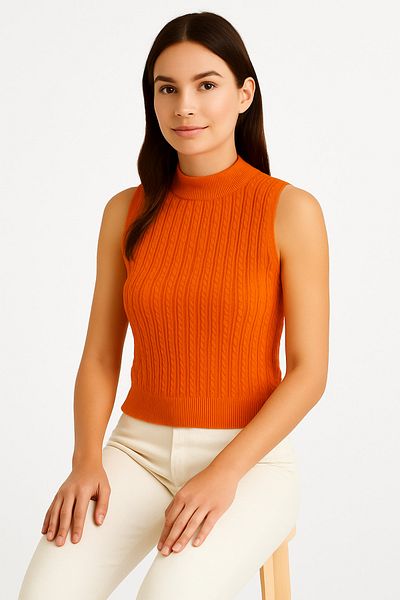 ModaPlaza Women's Sleeveless Knitwear Blouse 15396