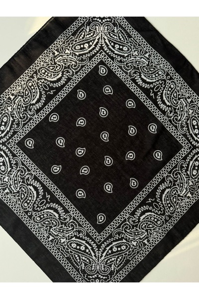 MOORİ Cotton Black Bandana 55X55Cm
