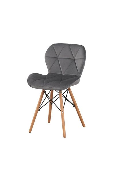 PROCART Kitchen chair, Scandinavian style, gray velvet upholstery, wooden frame